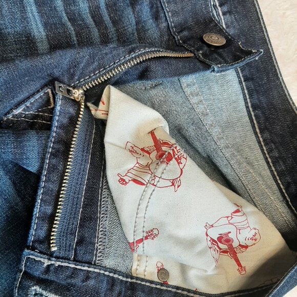 True Religion Men's Bobby Blue Dark Wash Straight Legs Denim Jeans W38L34 - Picture 10 of 12